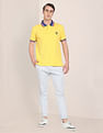 U.S. Polo Assn. Men Yellow Ribbed Collar Brand Logo Polo Shirt