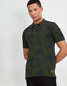 Flying Machine Floral Print Cotton Polo Shirt