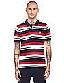 U.S. Polo Assn. Men Red and White Short Sleeve Striped Polo Shirt