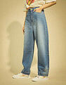 Flying Machine Women K-Street X Upside Down Baggy Balloon Tinted Jeans