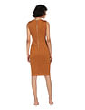 Calvin Klein Women Light Brown Solid Panelled Bodycon Dress