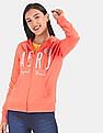 Aeropostale Orange Hooded Zip Up Sweatshirt
