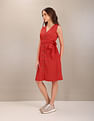 U.S. Polo Assn. Women V-Neck Solid Fit And Flare Dress