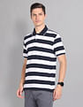 AD by Arvind Horizontal Stripe Moistex Finish Polo Shirt