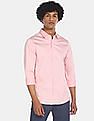 Calvin Klein Men Light Pink Slim Fit Stretch Satin Solid Casual Shirt