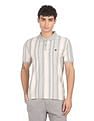 AD by Arvind Cotton Vertical Striped Polo Shirt