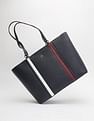 Tommy Hilfiger Striped Navy Pu Tote Bag