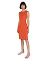 Calvin Klein Women Orange Solid Panelled Bodycon Dress