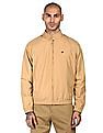 Tommy Hilfiger Men Khaki Stand Collar Solid Bomber Jacket