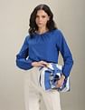 U.S. Polo Assn. Women Long Sleeve Schiffli Cotton Top