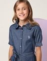 U.S. Polo Assn. Kids Girls Solid Denim Shirt Dress