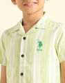 U.S. Polo Assn. Kids Boys Vertical Striped Cuban Shirt