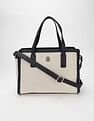 Tommy Hilfiger Solid Blue Polyester Hand Bags