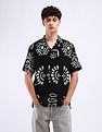 Flying Machine Cuban Collar All-Over Print Shirt