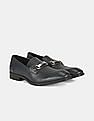 Calvin Klein Men Navy Craig Dress Calf Small Grid Embossed Leather Slip On Shoes