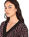 Tommy Hilfiger Women V-Neck All Over Animal Jacquard Sweater