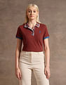 U.S. Polo Assn. Women Jacquard Collar Cotton Polo Shirt